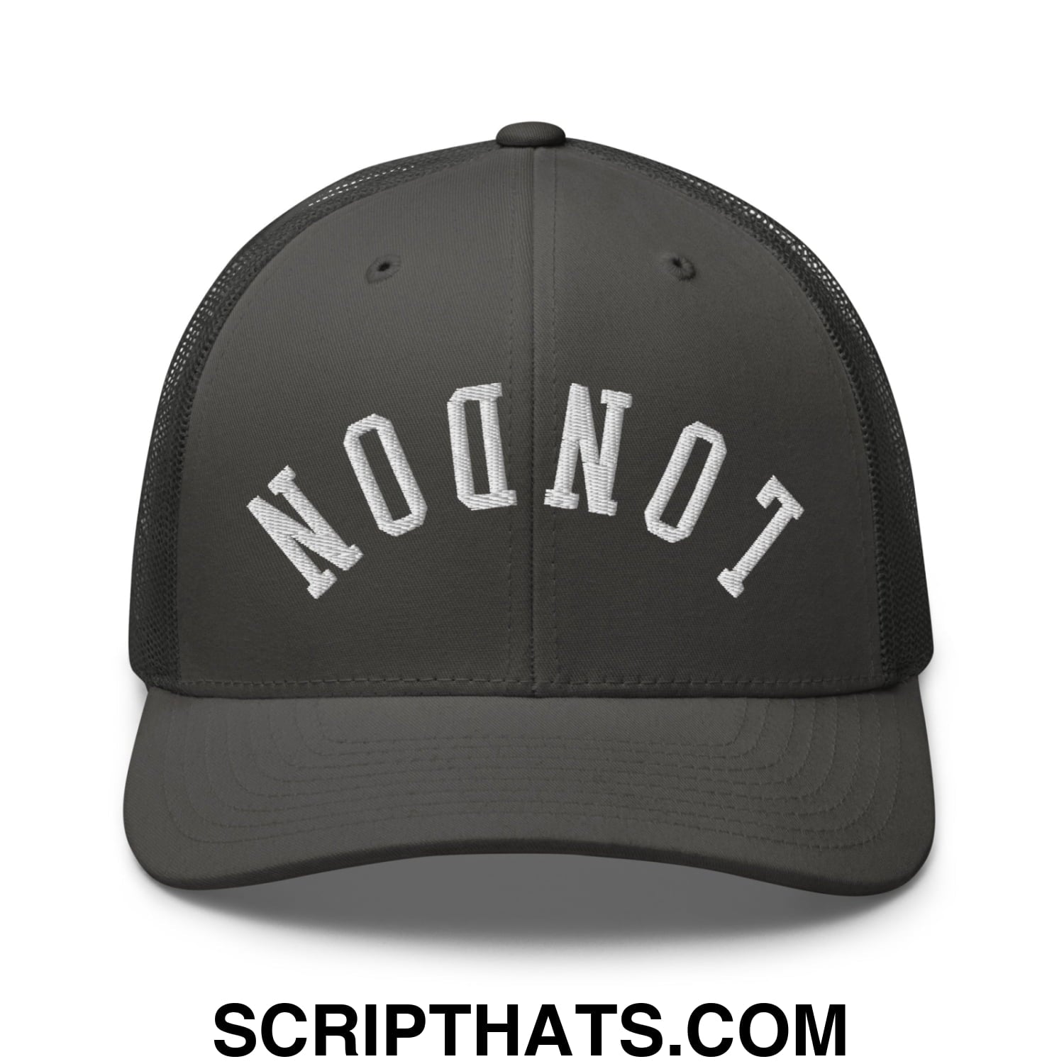 Upside Down London Embroidered Mesh Trucker Hat Charcoal
