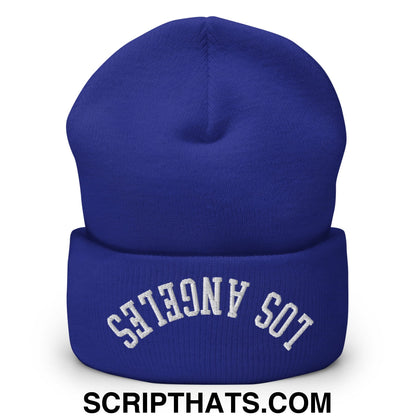 Upside Down Los Angeles Embroidered Cuffed Knit Beanie Royal