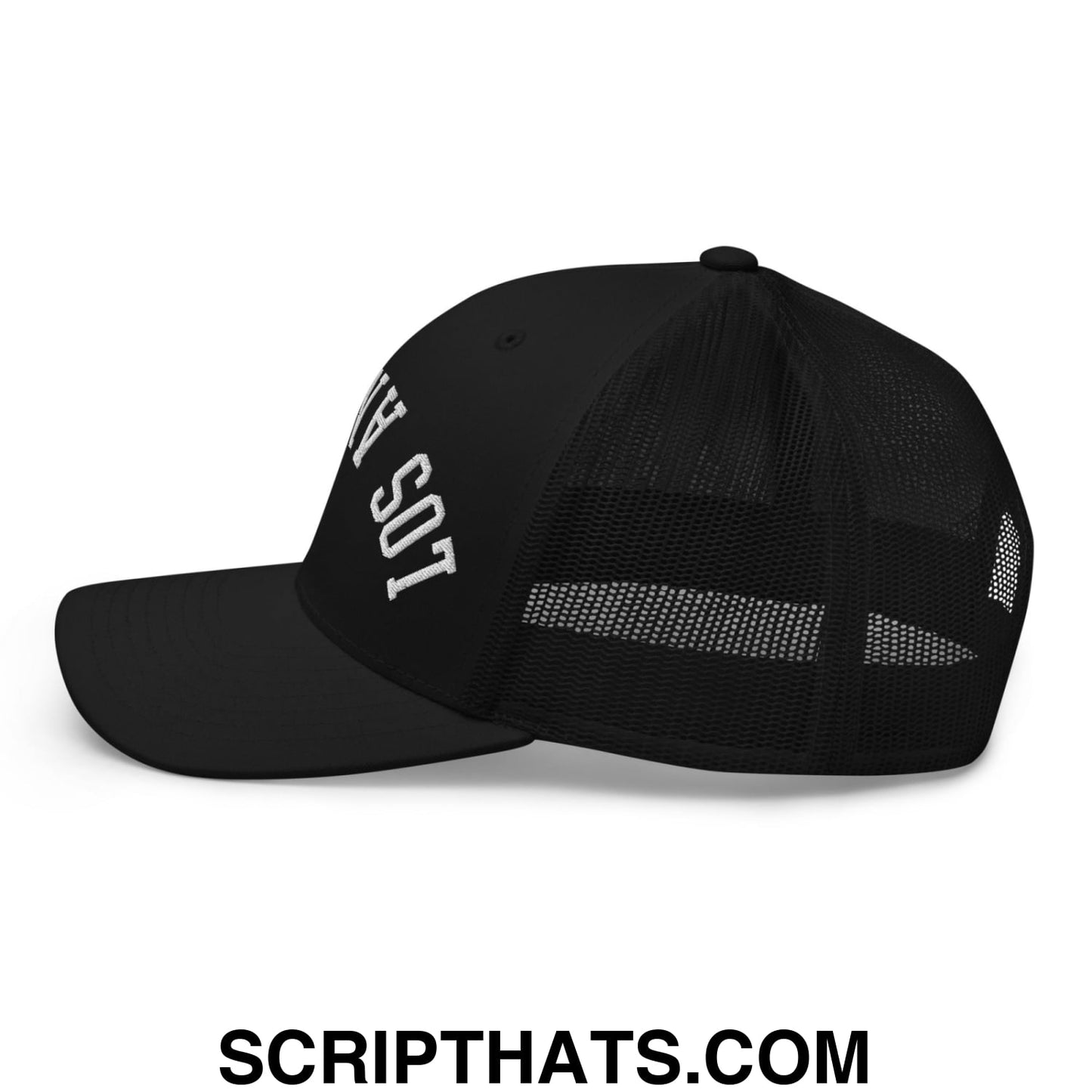 Upside Down Los Angeles Embroidered Mesh Trucker Hat Black