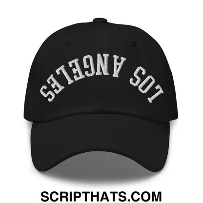 Upside Down Los Angeles Embroidered Unstructured Dad Hat Black