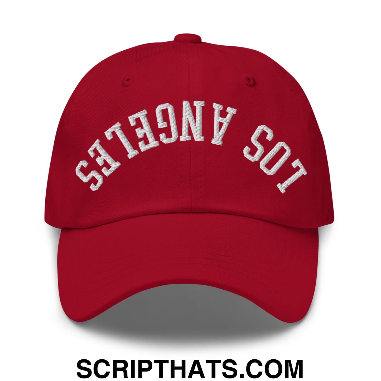 Upside Down Los Angeles Embroidered Unstructured Dad Hat Cranberry