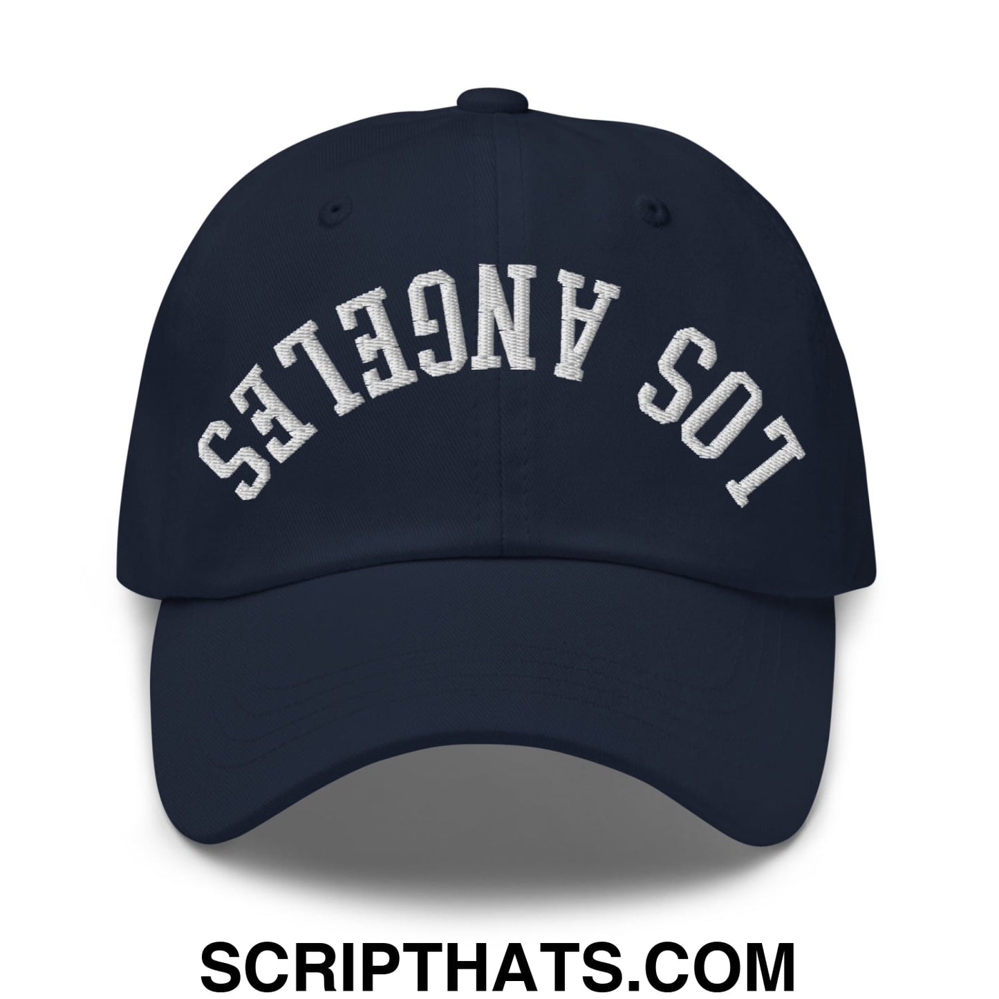 Upside Down Los Angeles Embroidered Unstructured Dad Hat Navy