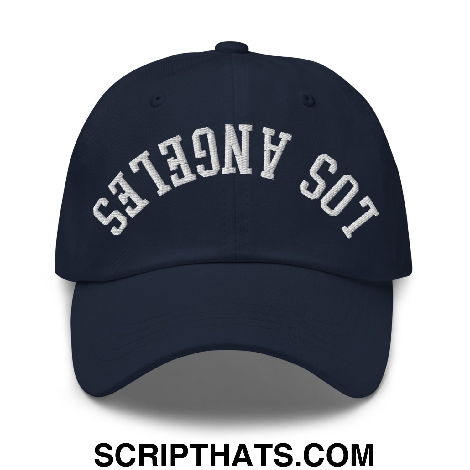 Upside Down Los Angeles Embroidered Unstructured Dad Hat Navy