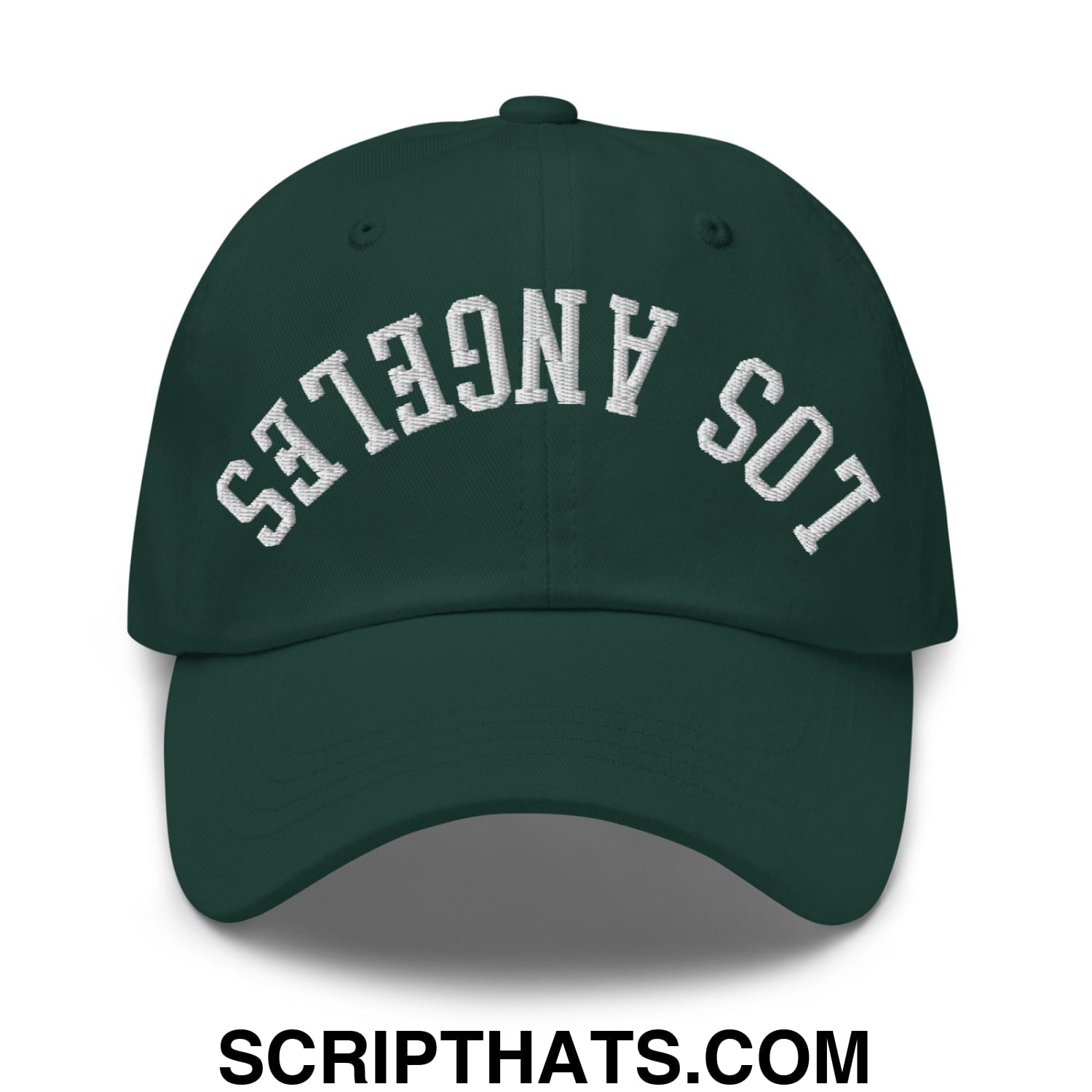 Upside Down Los Angeles Embroidered Unstructured Dad Hat Spruce