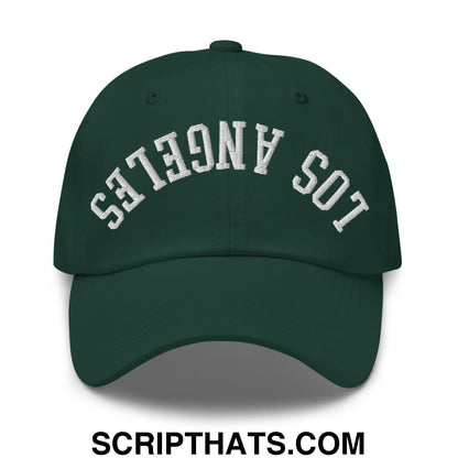 Upside Down Los Angeles Embroidered Unstructured Dad Hat Spruce