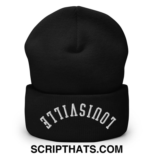 Upside Down Louisville Embroidered Cuffed Knit Beanie Black
