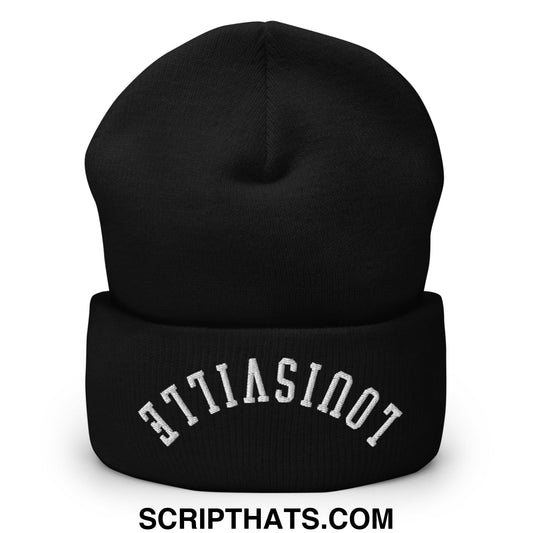 Upside Down Louisville Embroidered Cuffed Knit Beanie Black