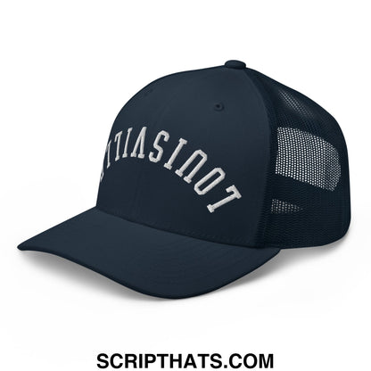 Upside Down Louisville Embroidered Mesh Trucker Hat Navy