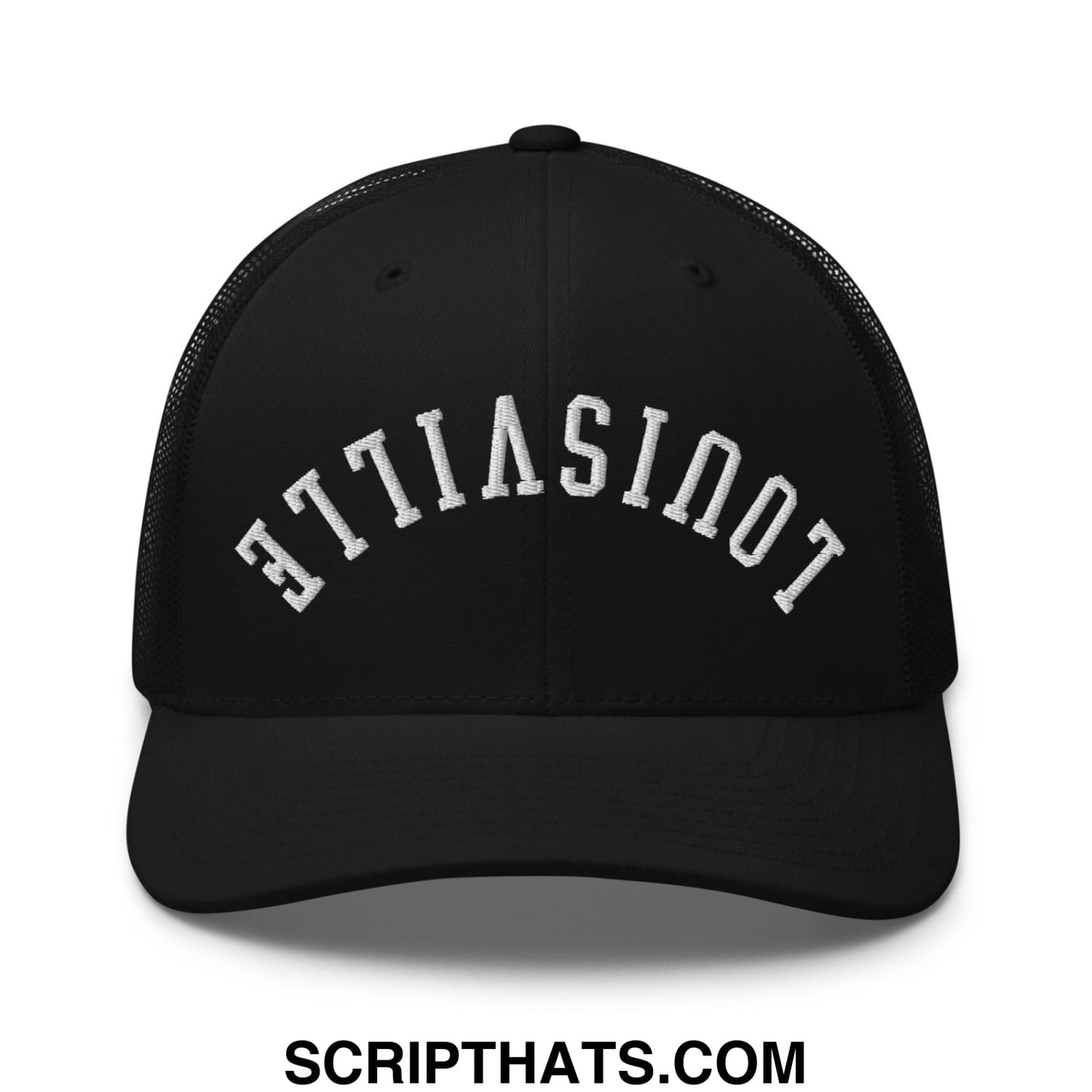 Upside Down Louisville Embroidered Mesh Trucker Hat Black