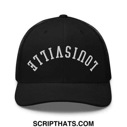 Upside Down Louisville Embroidered Mesh Trucker Hat Black