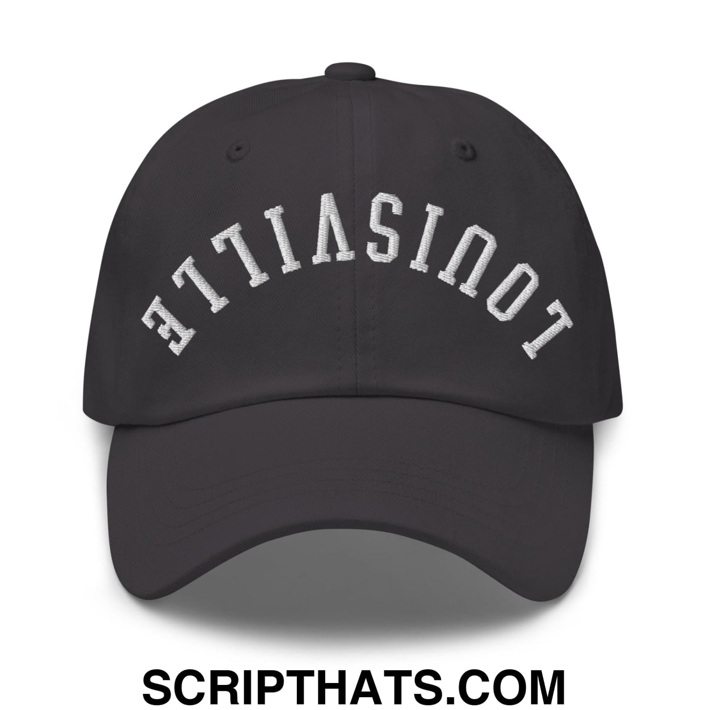 Upside Down Louisville Embroidered Unstructured Dad Hat Dark Grey