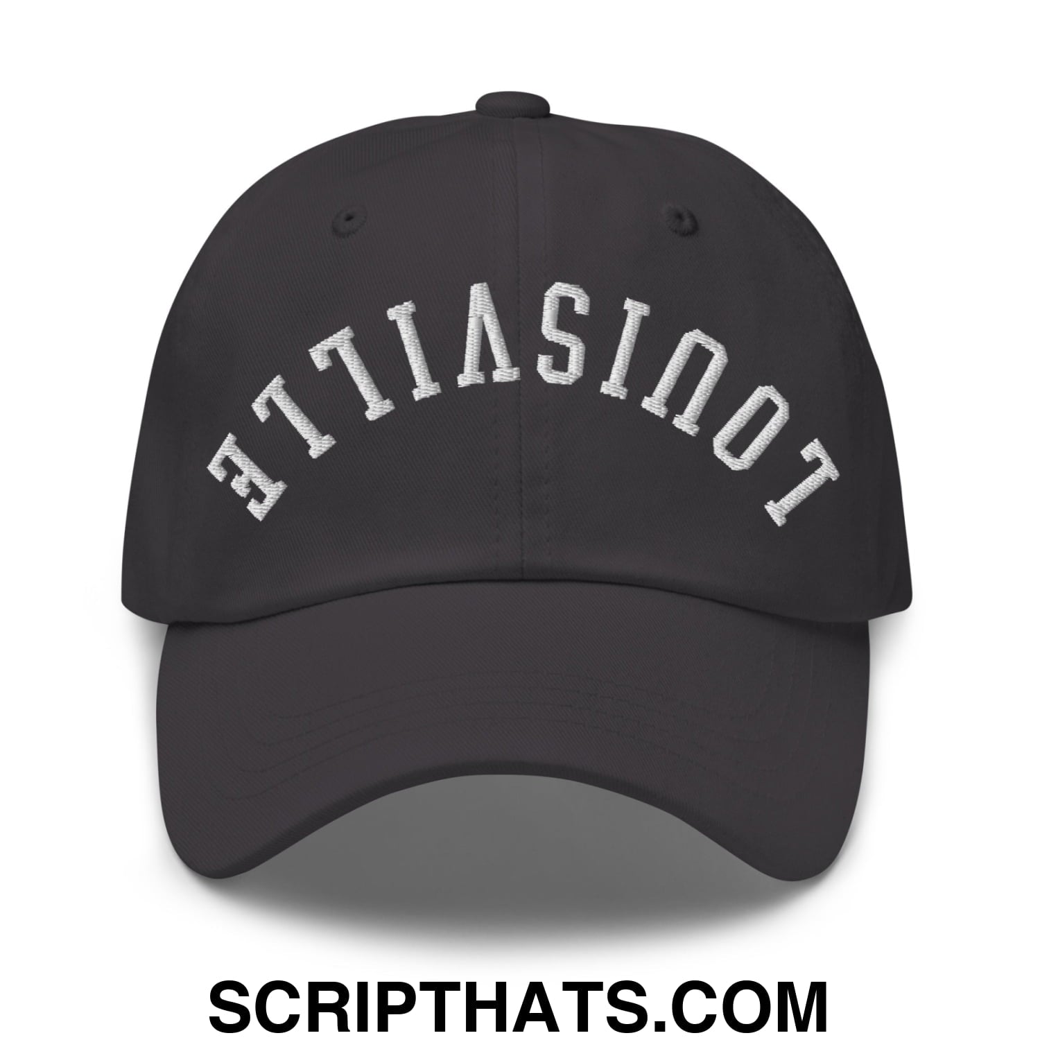 Upside Down Louisville Embroidered Unstructured Dad Hat Dark Grey