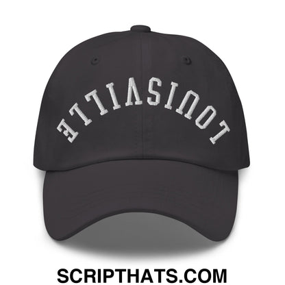 Upside Down Louisville Embroidered Unstructured Dad Hat Dark Grey