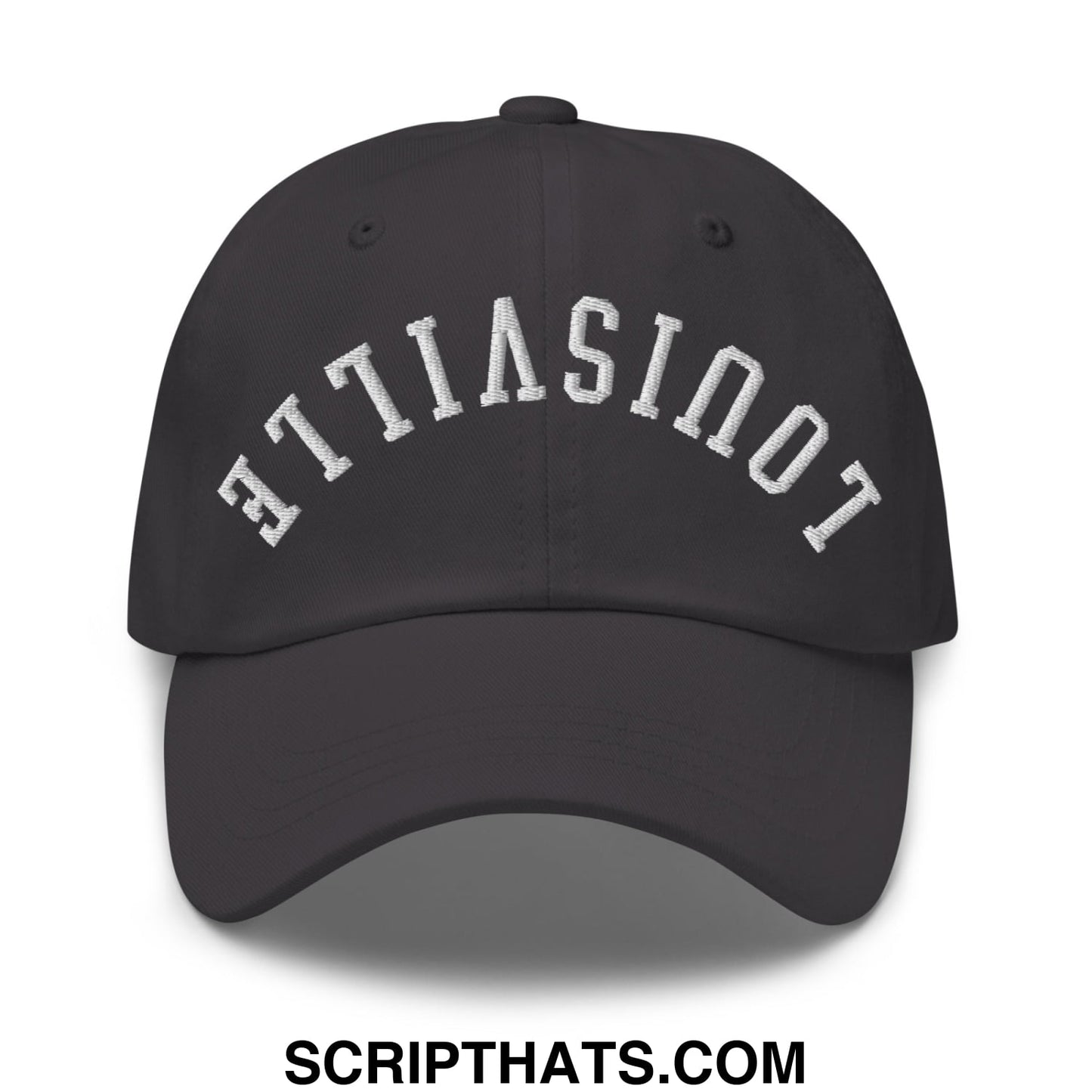 Upside Down Louisville Embroidered Unstructured Dad Hat Dark Grey
