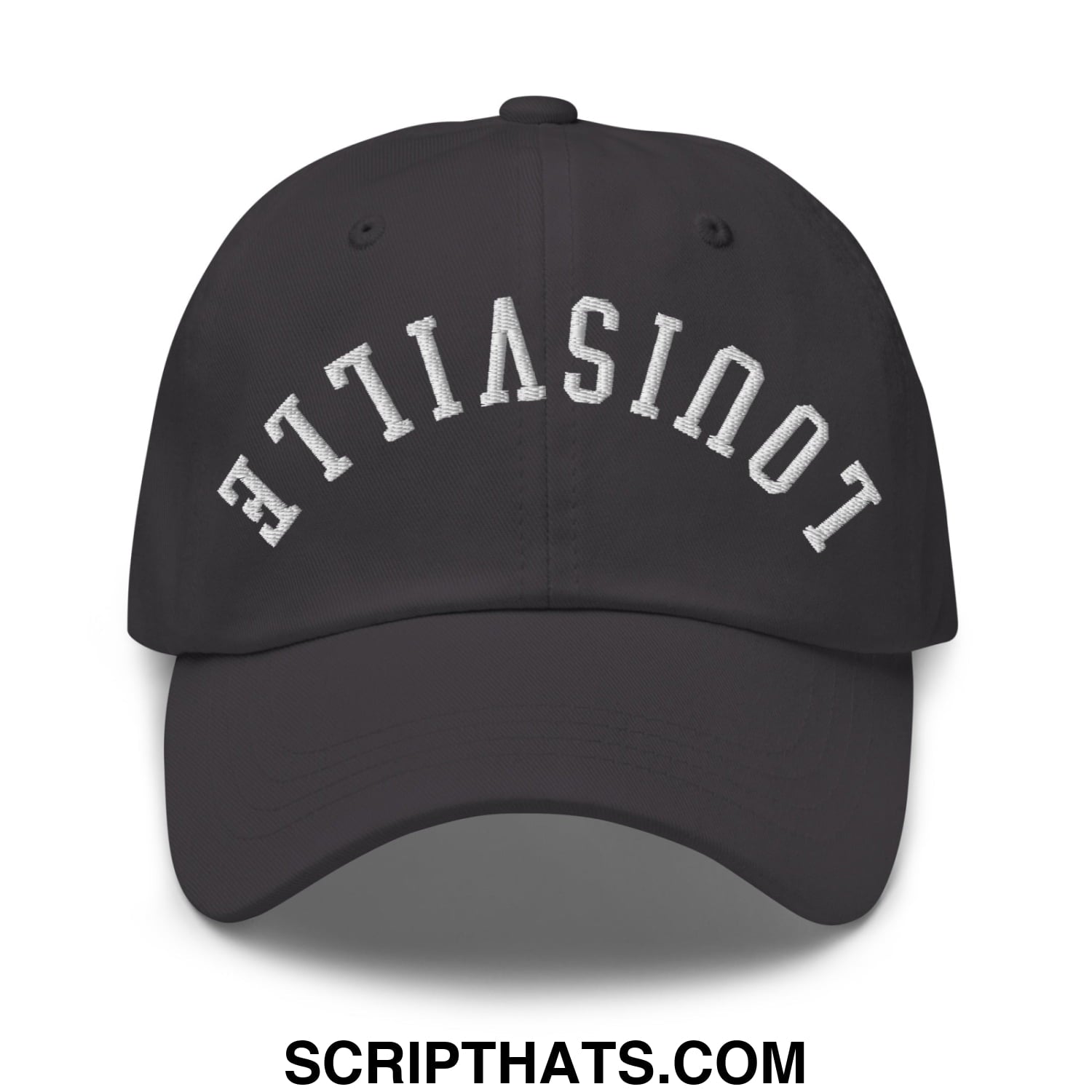 Upside Down Louisville Embroidered Unstructured Dad Hat Dark Grey