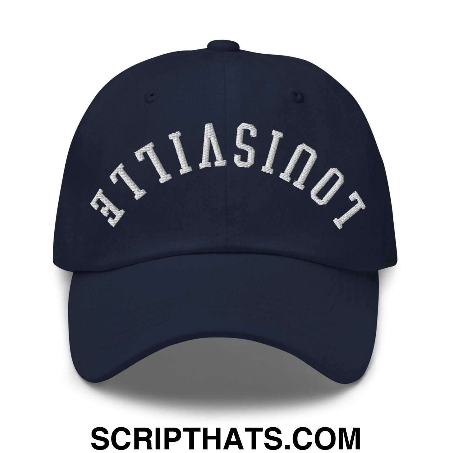 Upside Down Louisville Embroidered Unstructured Dad Hat Navy