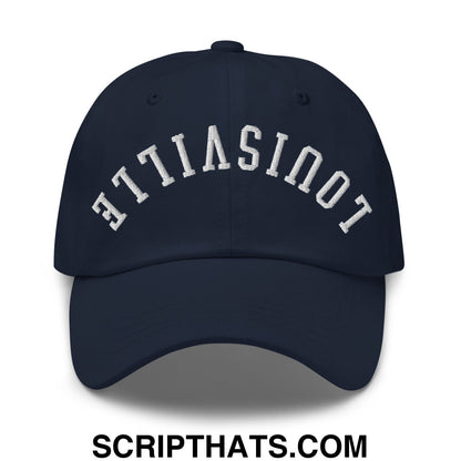 Upside Down Louisville Embroidered Unstructured Dad Hat Navy