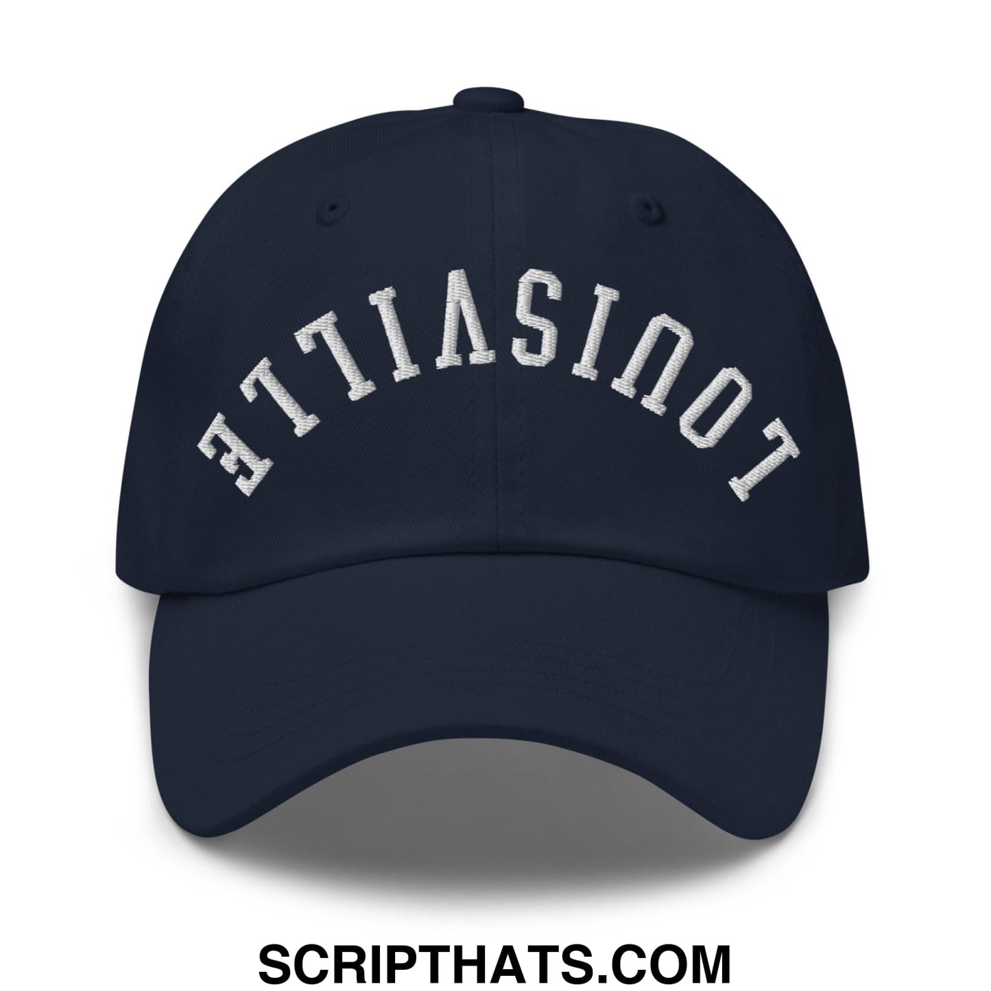 Upside Down Louisville Embroidered Unstructured Dad Hat Navy
