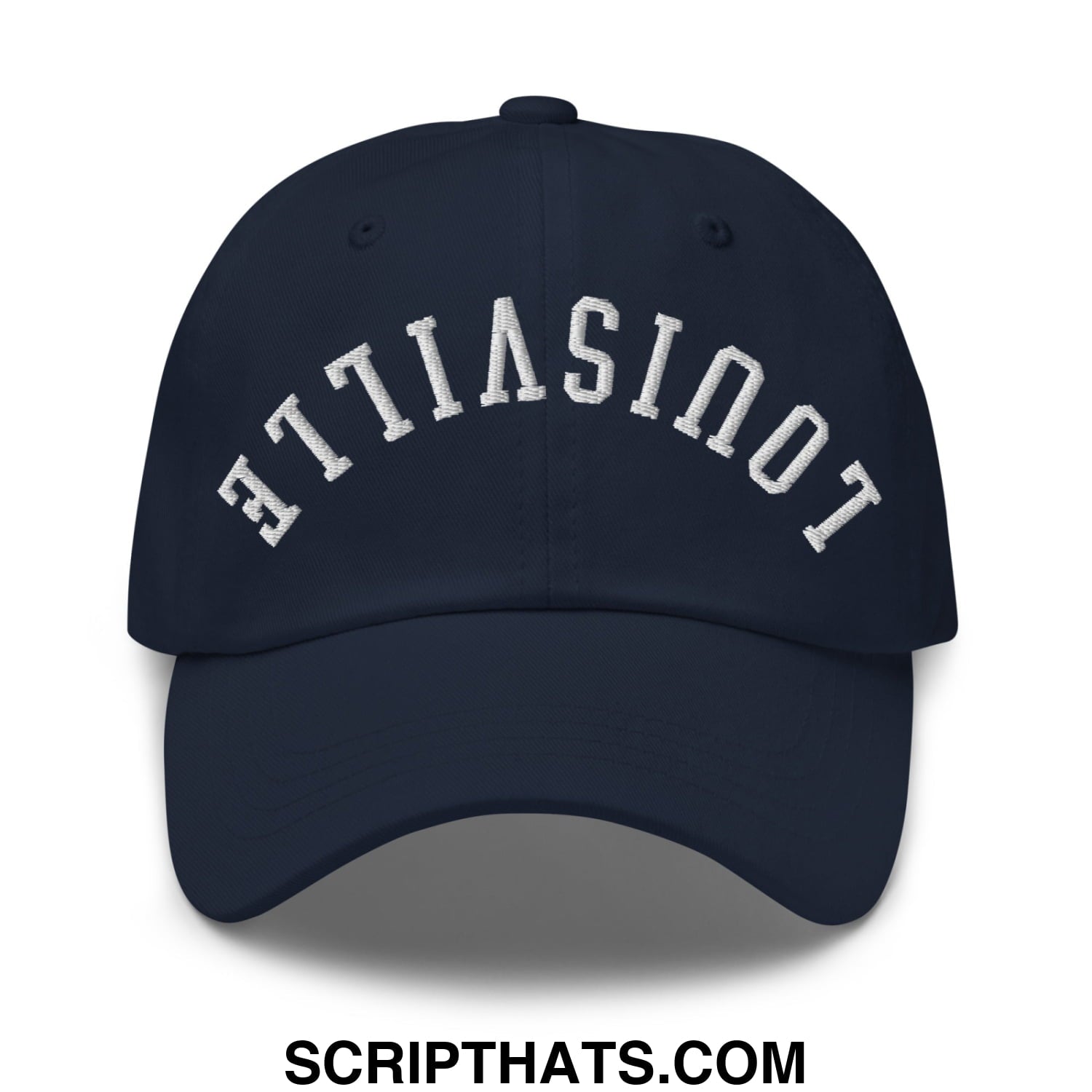 Upside Down Louisville Embroidered Unstructured Dad Hat Navy