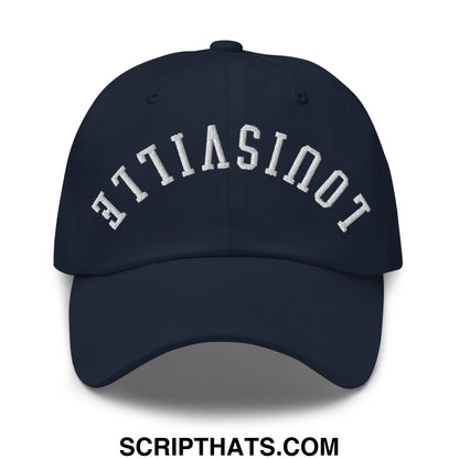 Upside Down Louisville Embroidered Unstructured Dad Hat Navy
