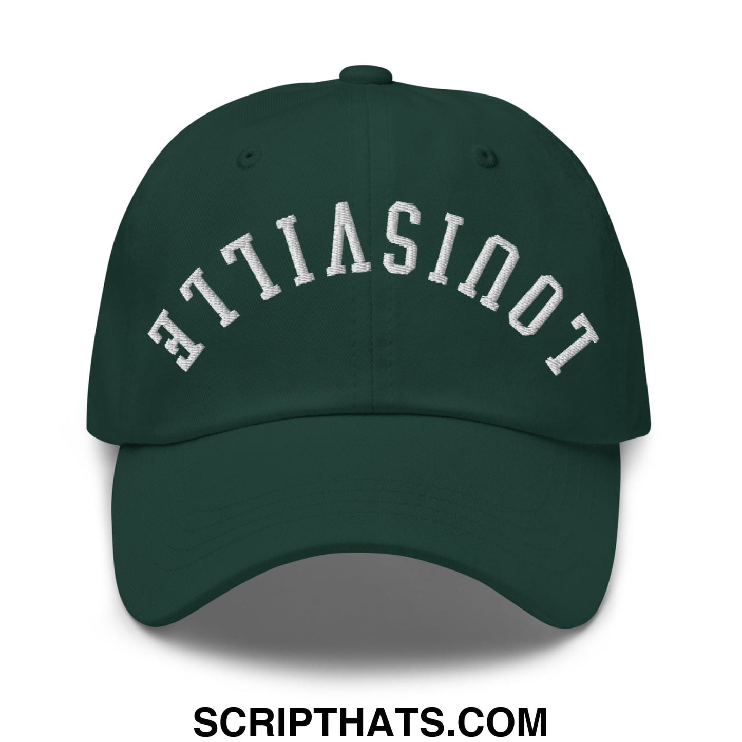 Upside Down Louisville Embroidered Unstructured Dad Hat Spruce