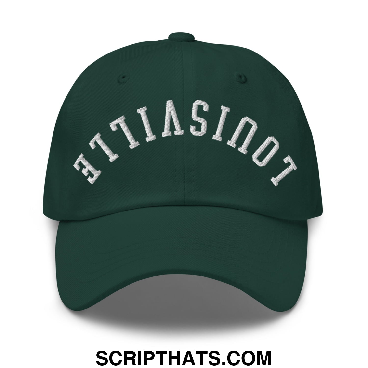 Upside Down Louisville Embroidered Unstructured Dad Hat Spruce
