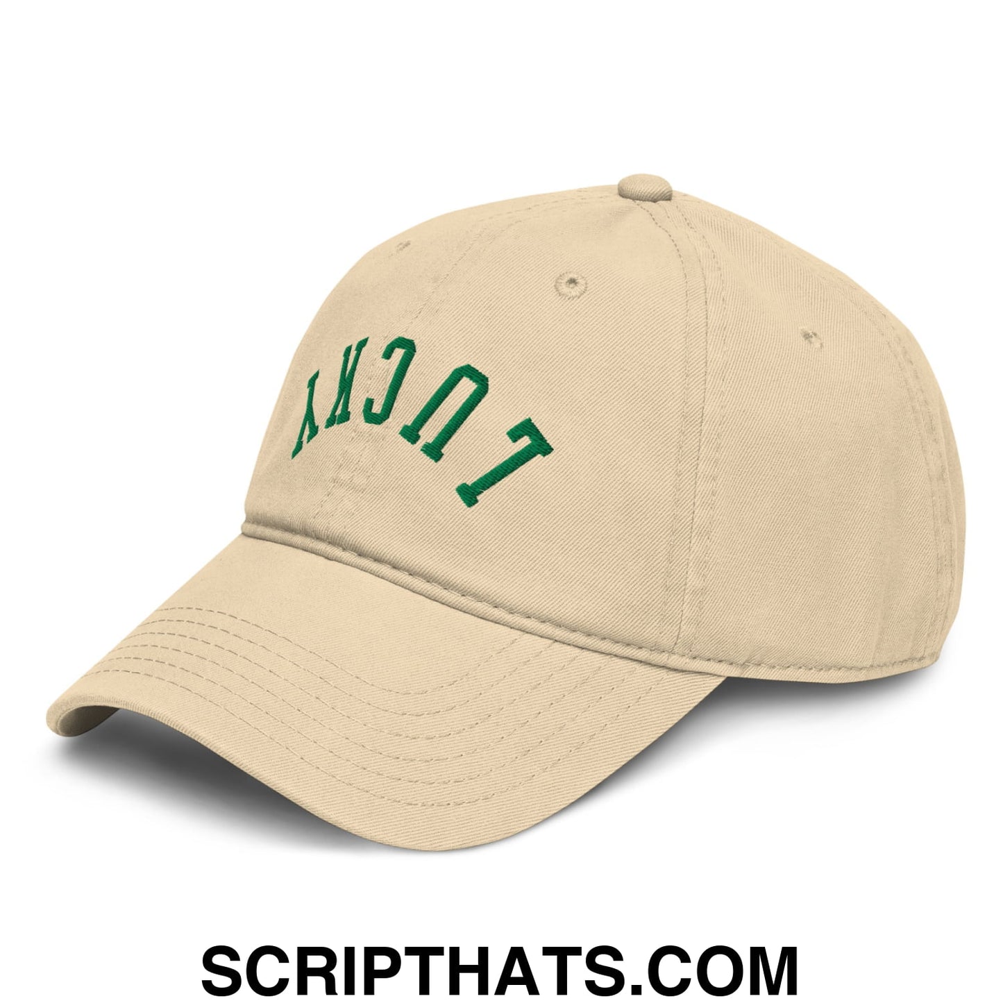 Upside Down Lucky St. Patrick's Day Embroidered Baseball Dad Hat Khaki