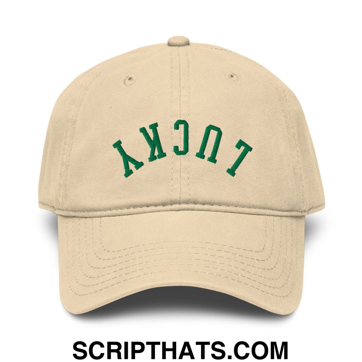 Upside Down Lucky St. Patrick's Day Embroidered Baseball Dad Hat Khaki