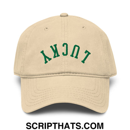 Upside Down Lucky St. Patrick's Day Embroidered Baseball Dad Hat Khaki