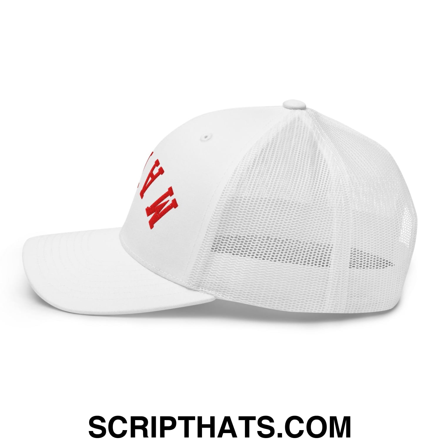 Upside Down Mafia Football Embroidered Mesh Trucker Hat White