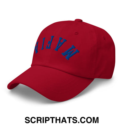 Upside Down Mafia Football Embroidered Unstructured Dad Hat Cranberry