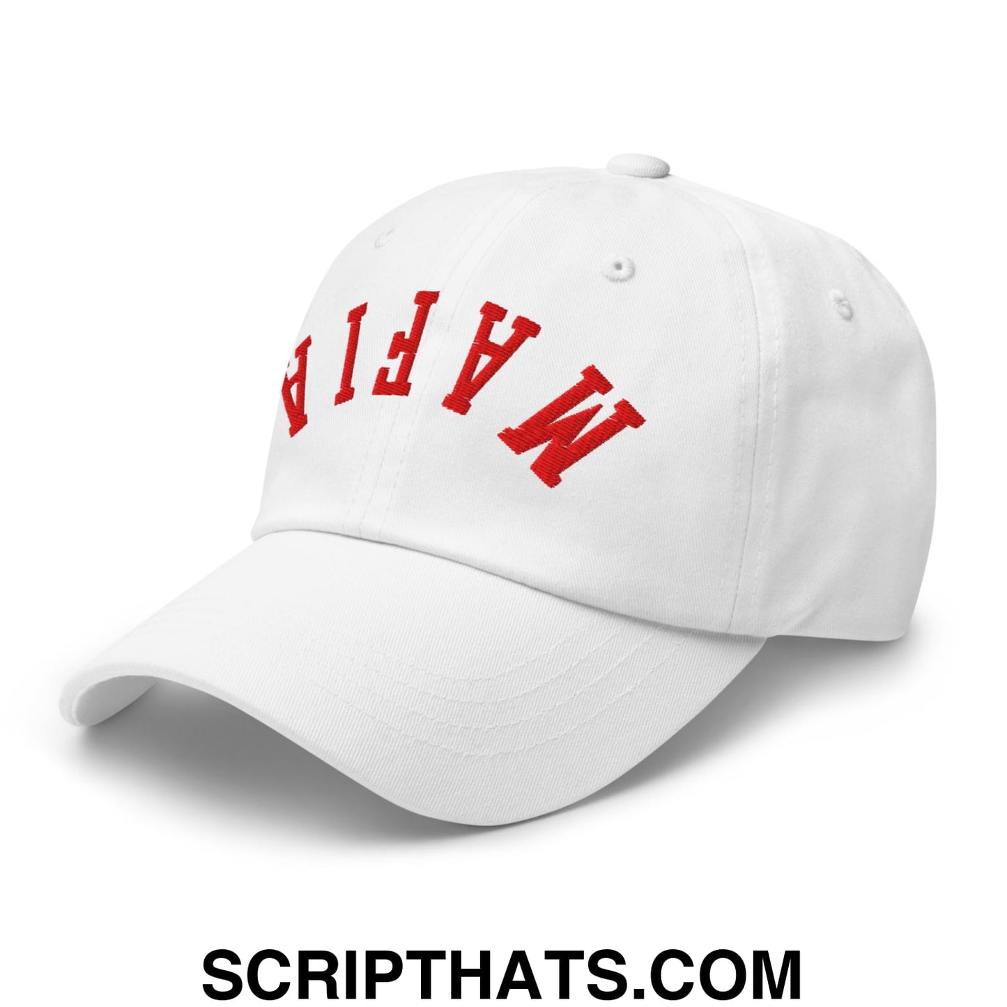Upside Down Mafia Football Embroidered Unstructured Dad Hat White