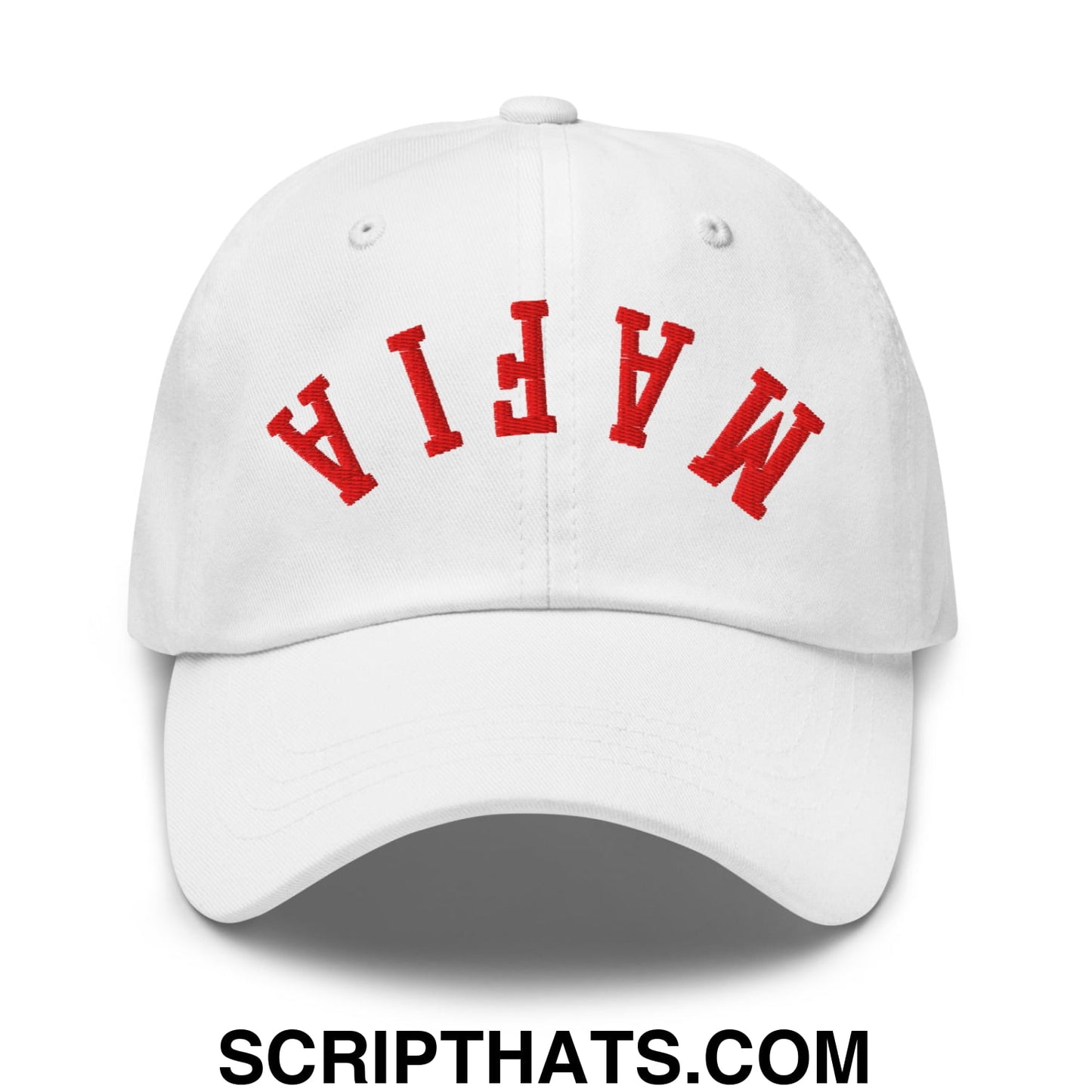 Upside Down Mafia Football Embroidered Unstructured Dad Hat White
