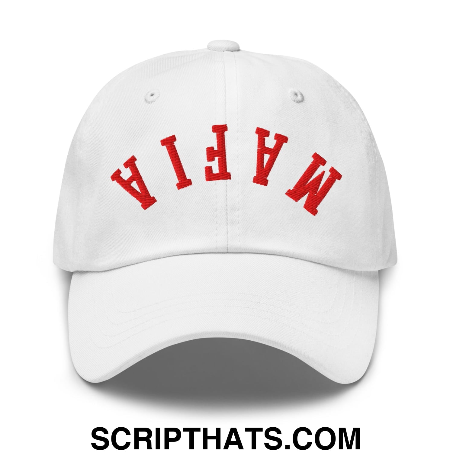 Upside Down Mafia Football Embroidered Unstructured Dad Hat White