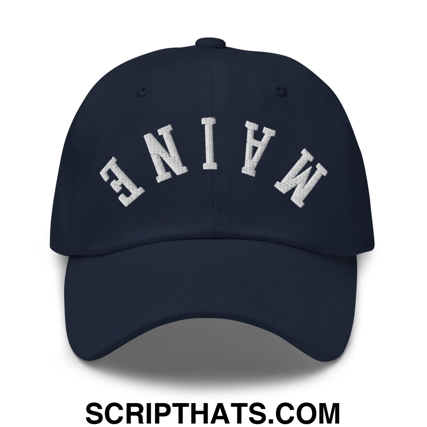 Upside Down Maine Embroidered Unstructured Dad Hat Navy