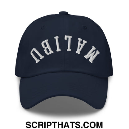 Upside Down Malibu Embroidered Unstructured Dad Hat Navy