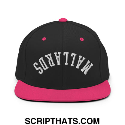 Upside Down Mallards Embroidered Flat Bill Brim Snapback Hat Black Neon Pink