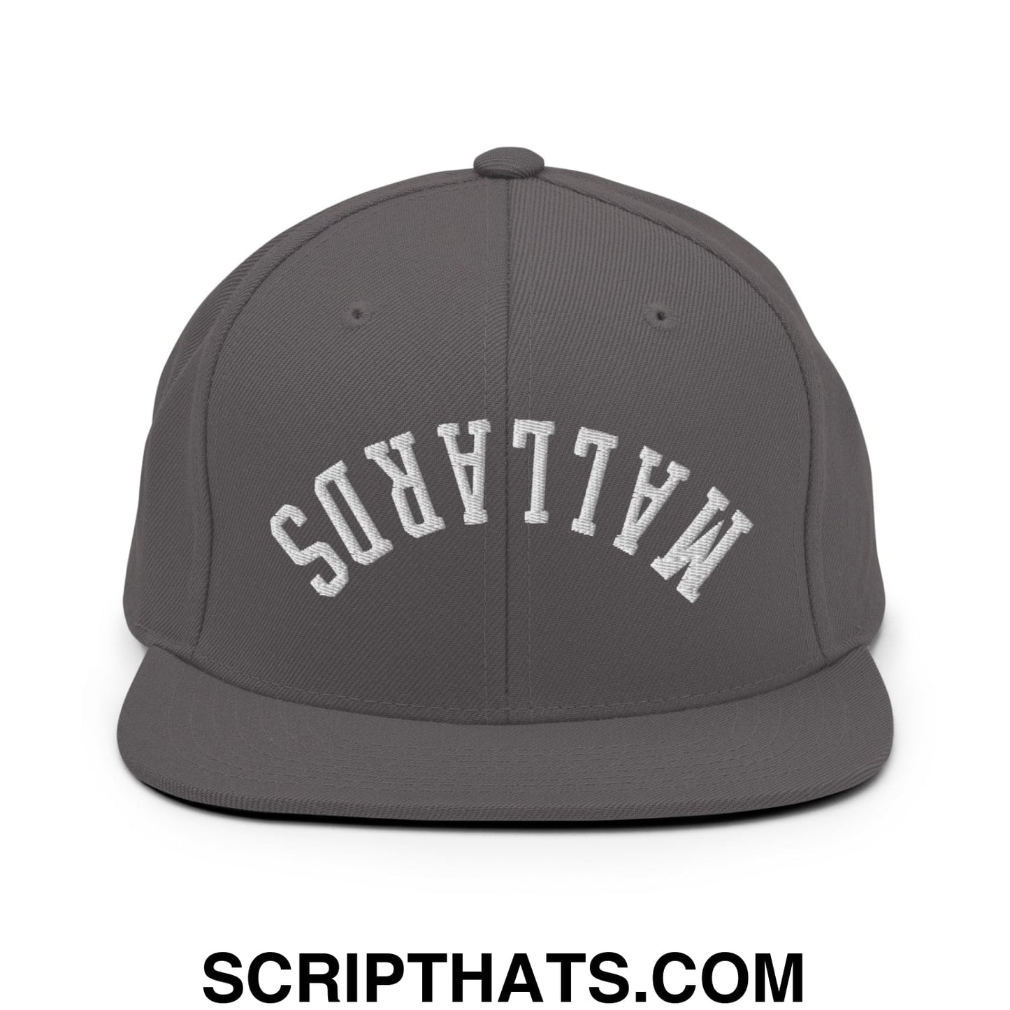 Upside Down Mallards Embroidered Flat Bill Brim Snapback Hat Dark Grey