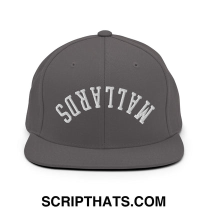 Upside Down Mallards Embroidered Flat Bill Brim Snapback Hat Dark Grey