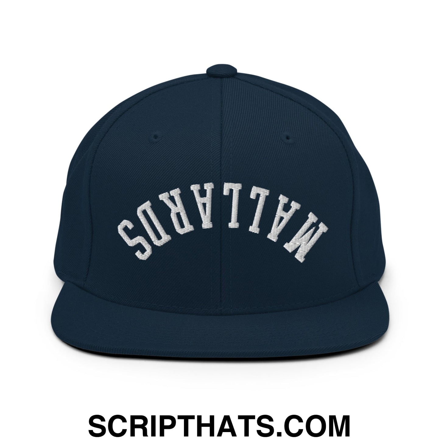 Upside Down Mallards Embroidered Flat Bill Brim Snapback Hat Dark Navy