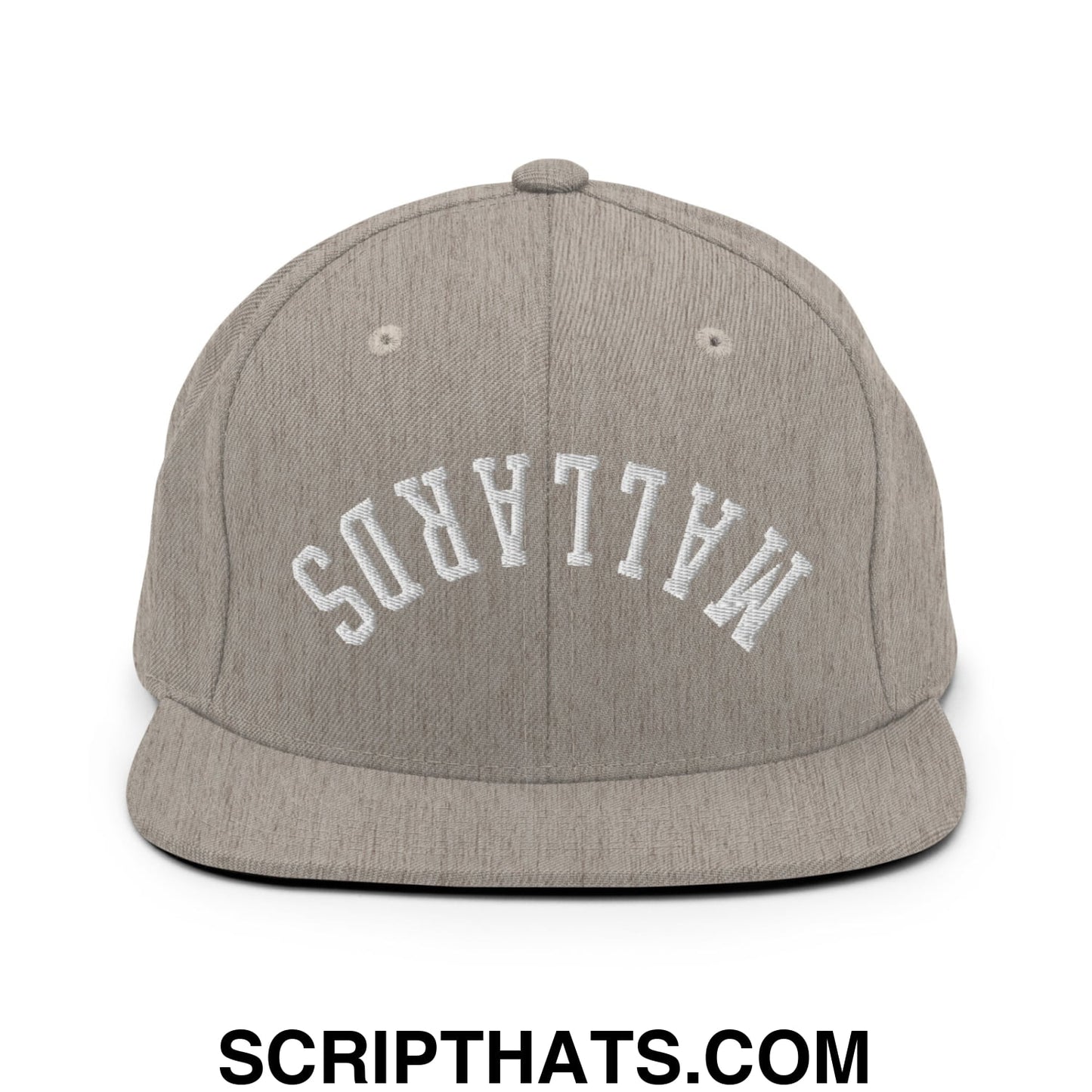 Upside Down Mallards Embroidered Flat Bill Brim Snapback Hat Heather Grey