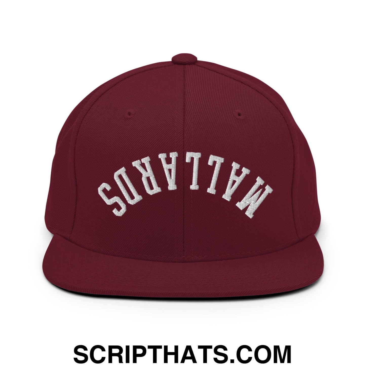 Upside Down Mallards Embroidered Flat Bill Brim Snapback Hat Maroon