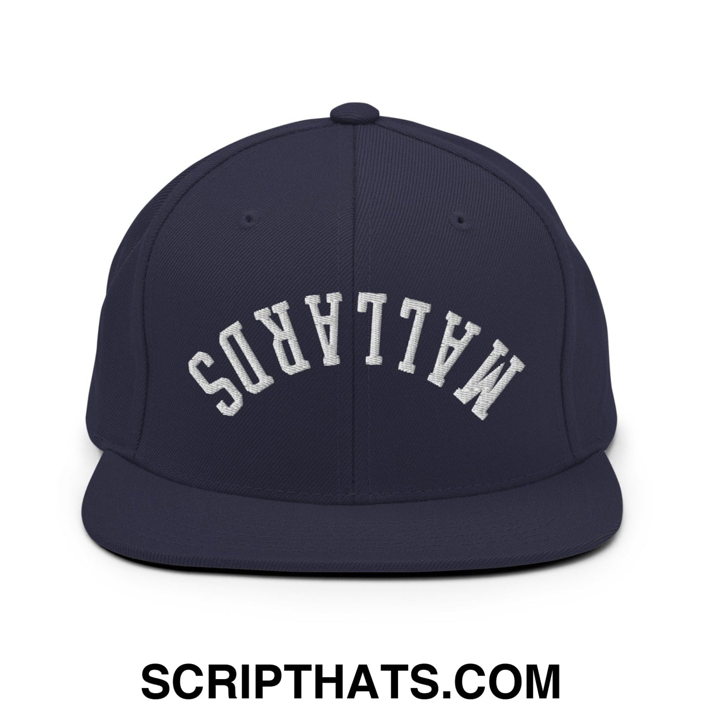 Upside Down Mallards Embroidered Flat Bill Brim Snapback Hat Navy