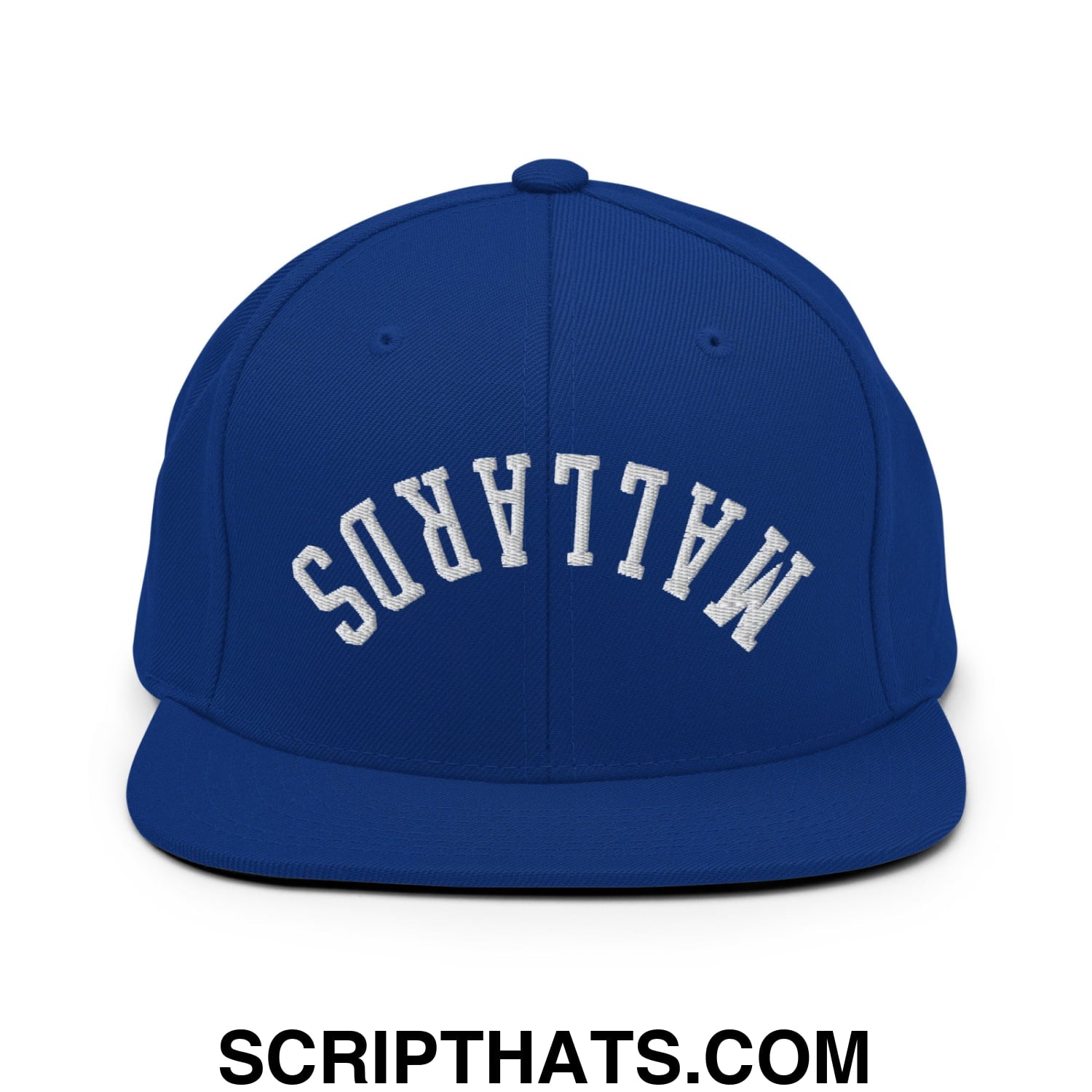 Upside Down Mallards Embroidered Flat Bill Brim Snapback Hat Royal Blue