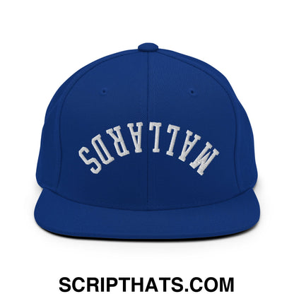 Upside Down Mallards Embroidered Flat Bill Brim Snapback Hat Royal Blue