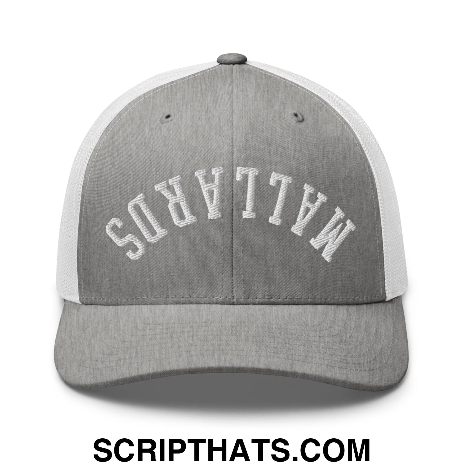 Upside Down Mallards Embroidered Mesh Trucker Hat Heather Grey White