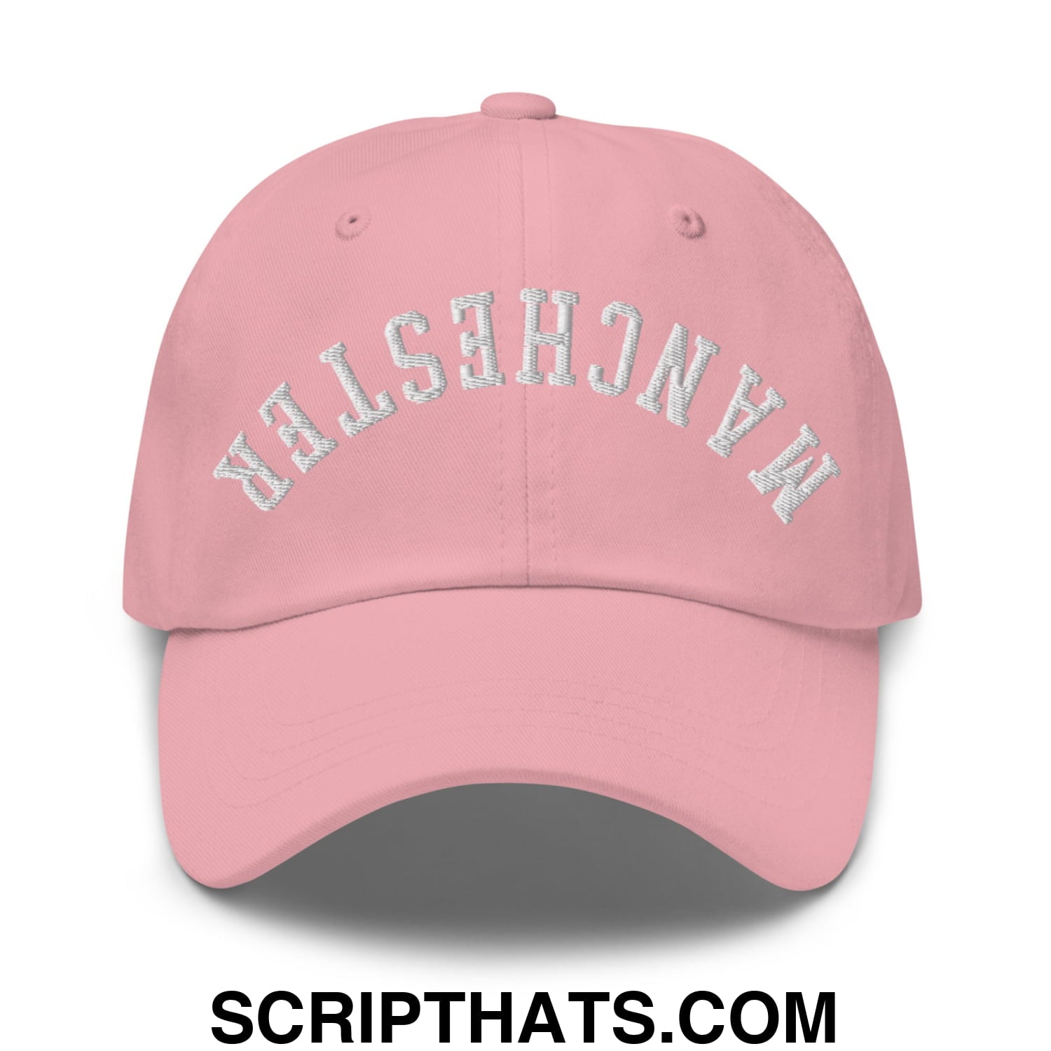 Upside Down Manchester Embroidered Unstructured Dad Hat Pink
