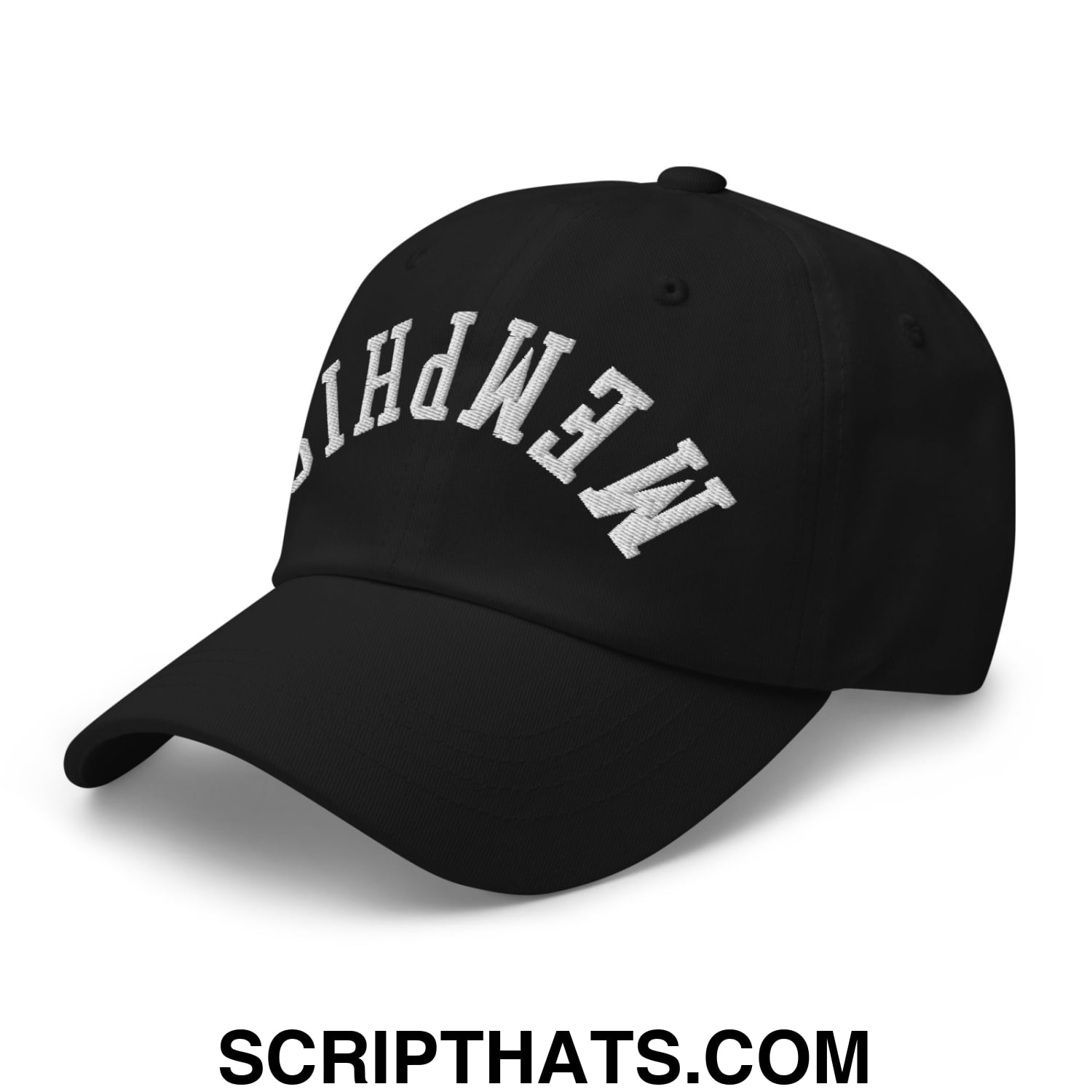Upside Down Memphis Embroidered Unstructured Dad Hat Black