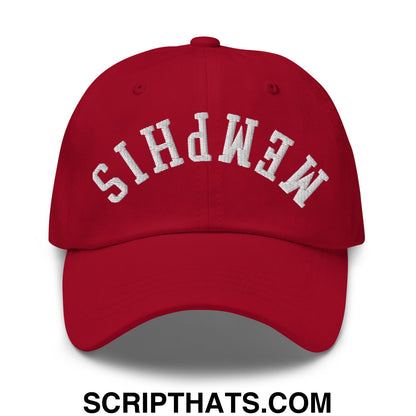 Upside Down Memphis Embroidered Unstructured Dad Hat Cranberry