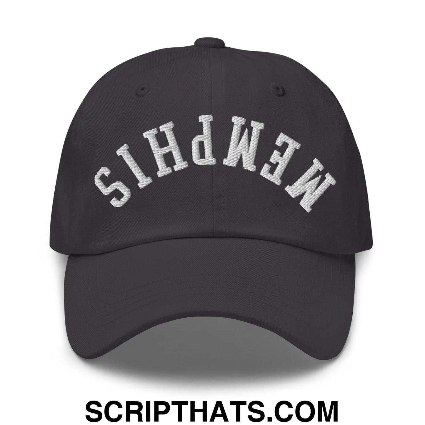 Upside Down Memphis Embroidered Unstructured Dad Hat Dark Grey